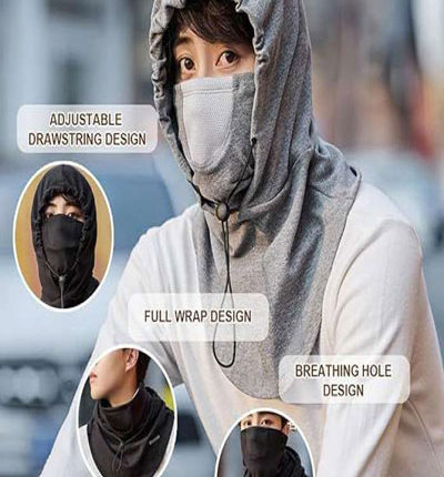 alaclava Windproof Full Face Mask Gray – Outdoor Sports Riding Hat, Breathable Warm Soft Fabric 360 Degree Face Cover