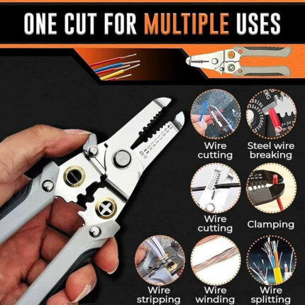 English: Multi-Functional Wire Stripper and Crimping Tool – 3 in 1 Wire Cutter for Stripping, Cutting and Crimping