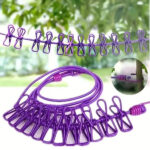 Portable Elastic Clothesline with 12 Clips – Clothes Drying Rope for Indoor & Outdoor - Image 2
